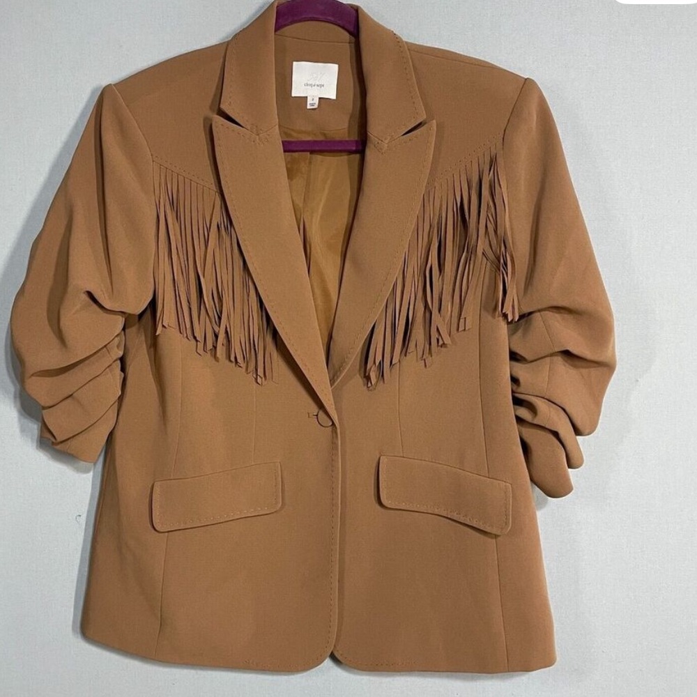 Cinq à Sept Tan Blazer with Stitch Detail